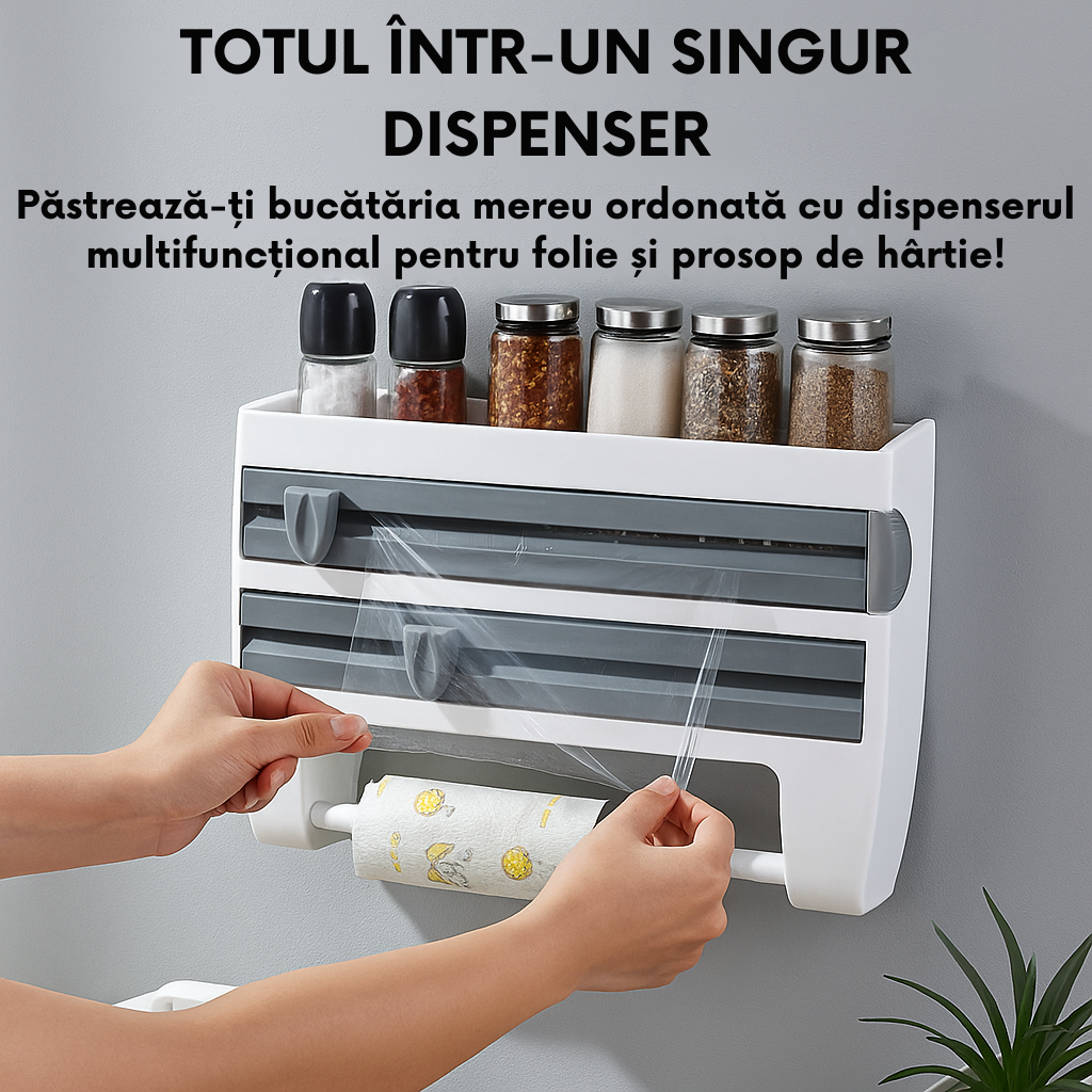 NeatBud – Organizator 3 în 1 pentru Bucătărie cu Suport pentru Folie