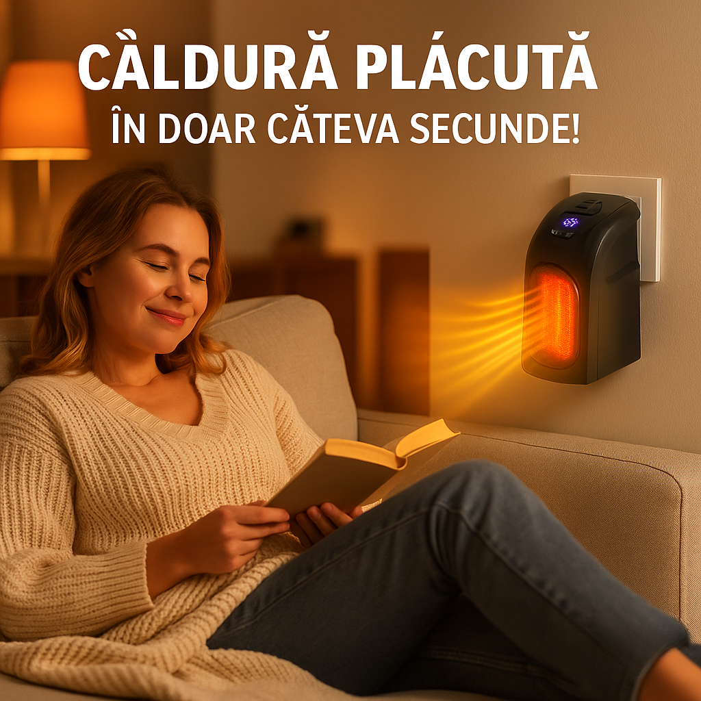 Burny – Mini Încălzitor Portabil cu Afișaj Digital și Termostat Reglabil
